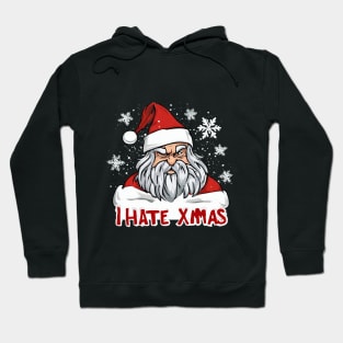 I Hate Christmas XMAS Bored Santa Claus Funny Hoodie